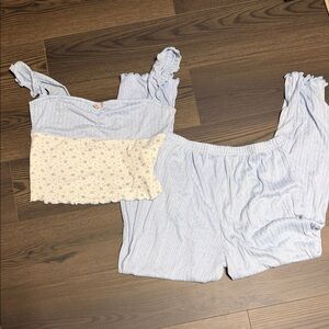 Light Blue and Cream Two-Piece PJ set